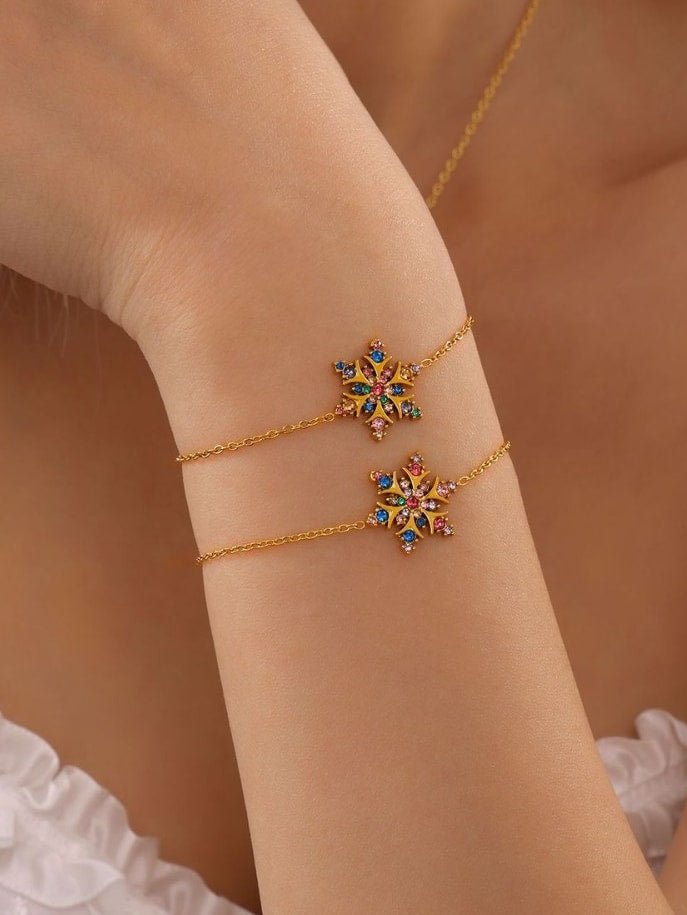 Snowflake Cubic Zirconia Bracelet Gold | TARA MINI - TARA MINI