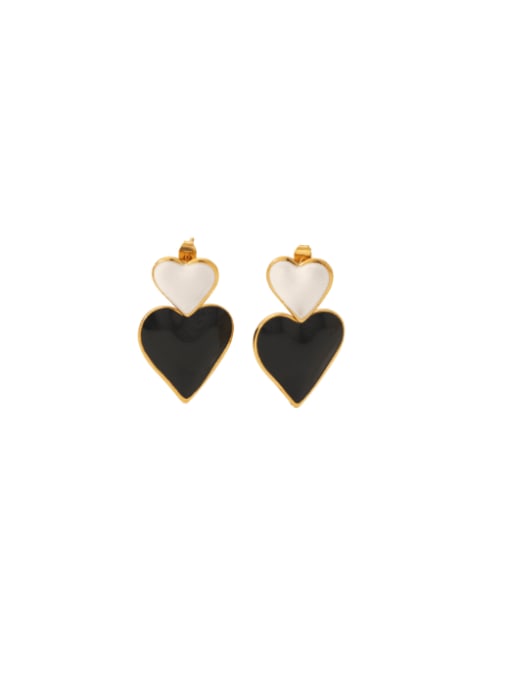 Enamel Double Heart Drop Earrings for Women 18K | TARA MINI - TARA MINI