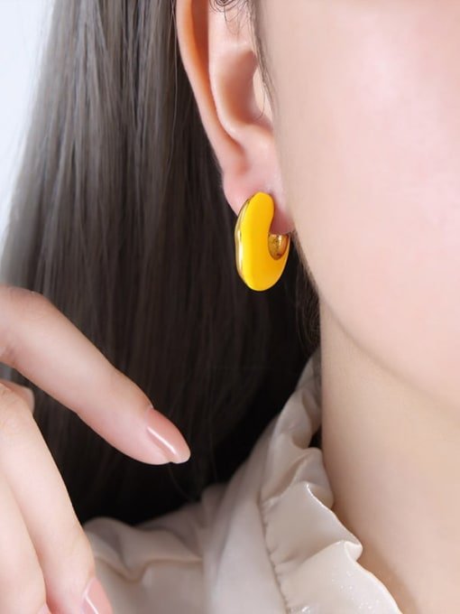 Enamel Geometric Minimalist Earrings Gold | TARA MINI - TARA MINI