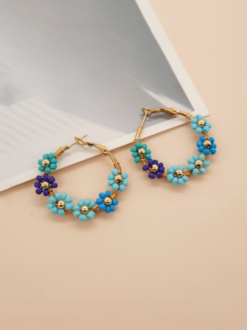Rice Bead Daisy Flower Boho Hoop Earrings | TARA MINI - TARA MINI