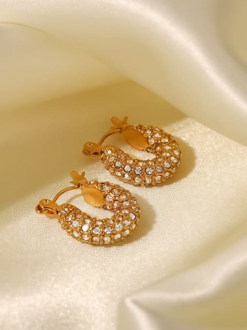 Rhinestone Geometric Stud Earrings Gold Plated | TARA MINI - TARA MINI