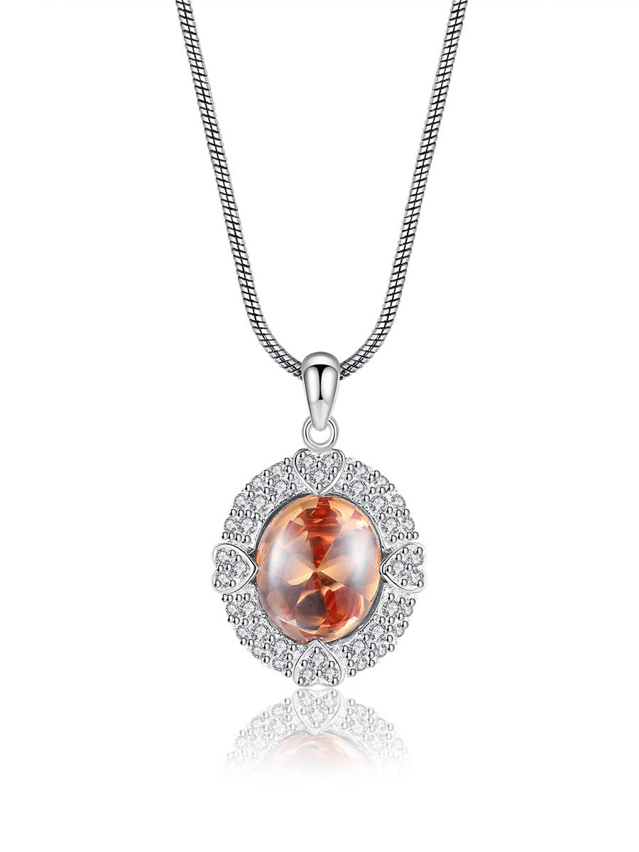 Cubic Zirconia Geometric Pendant Necklace
