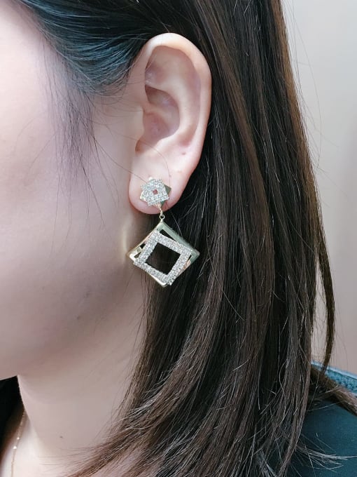 Square Sparkle Zirconia Drop Earrings | TARA MINI - TARA MINI