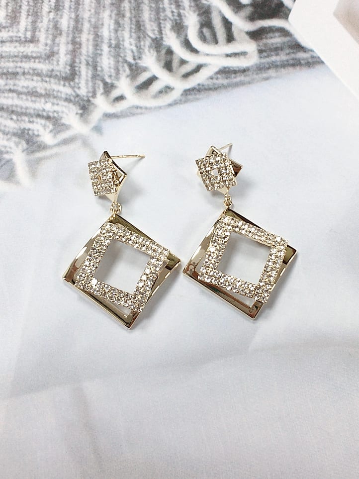 Square Sparkle Zirconia Drop Earrings | TARA MINI - TARA MINI