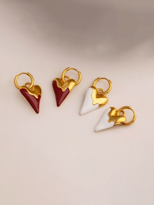 Enamel Heart Huggie Earrings | TARA MINI - TARA MINI