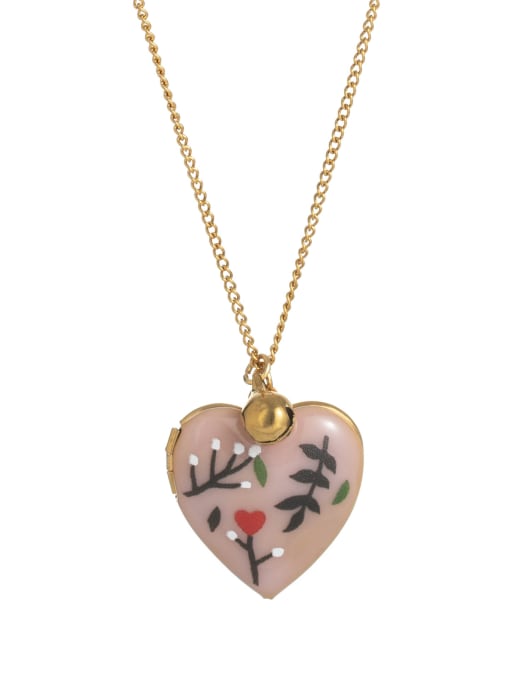 Love Heart Locket Necklace Gold Enamel | TARA MINI - TARA MINI