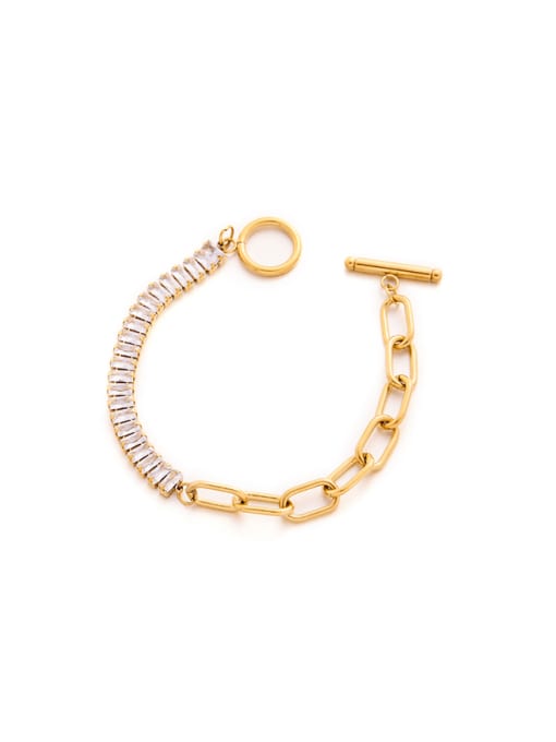 Geometric Zircon Clip Chain Bracelet Gold | TARA MINI - TARA MINI