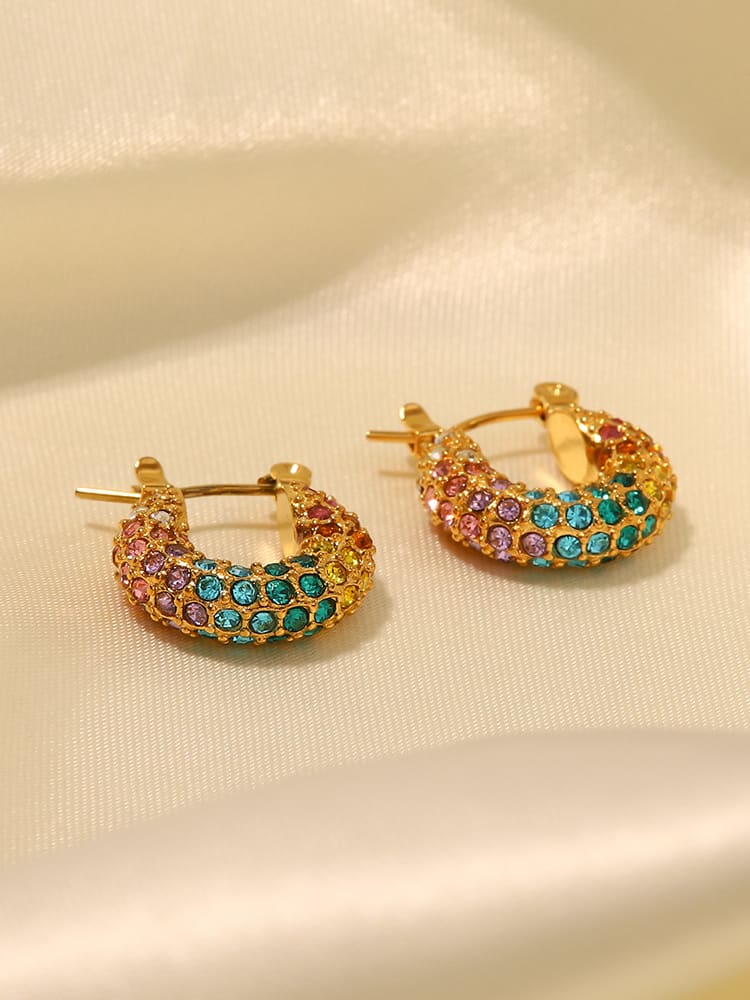 Rhinestone Ethnic Cluster Earrings Gold Plated | TARA MINI - TARA MINI