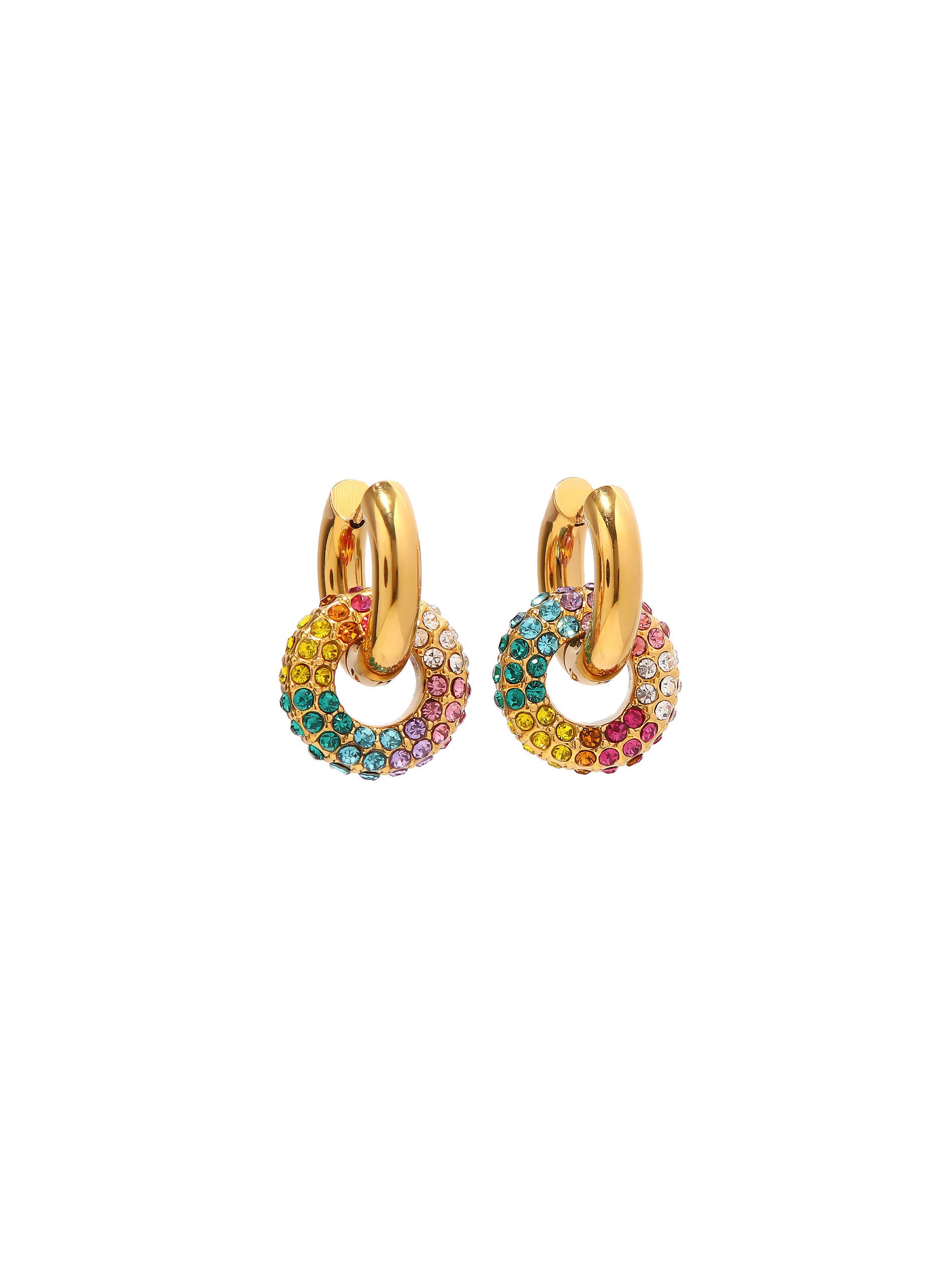 Multicolor Cubic Zirconia Stud Earrings Gold | TARA MINI - TARA MINI