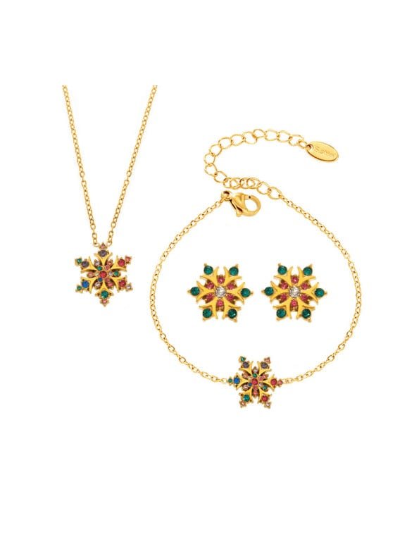 Cubic Zirconia Flower Jewelry Set Gold | TARA MINI - TARA MINI