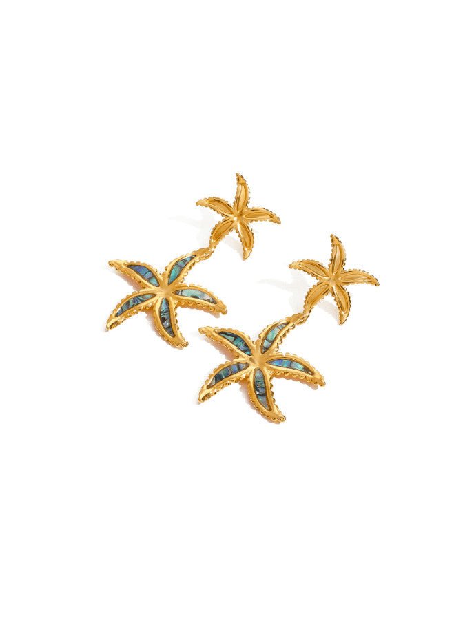 Enamel Starfish Vintage Drop Earrings Gold | TARA MINI - TARA MINI