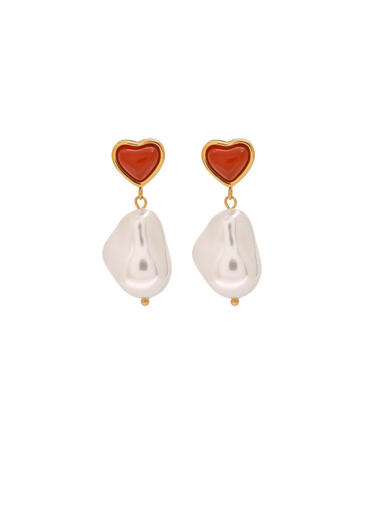 Freshwater Pearl Heart Hip Hop Earrings | TARA MINI - TARA MINI