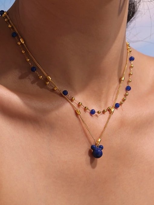 Teddy Bear Pendant Double Chain Necklace | TARA MINI - TARA MINI