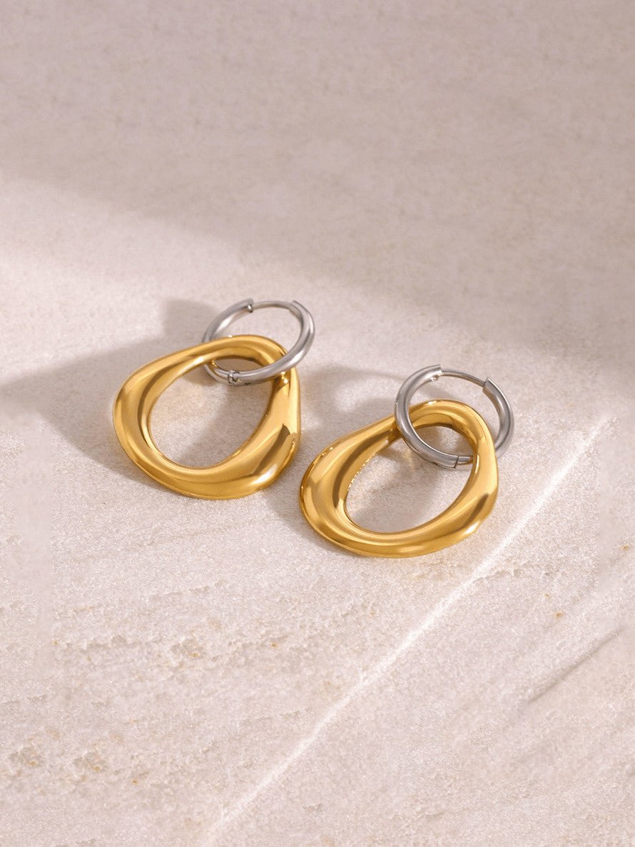 Geometric Hip Hop Drop Earrings Two-Tone | TARA MINI - TARA MINI