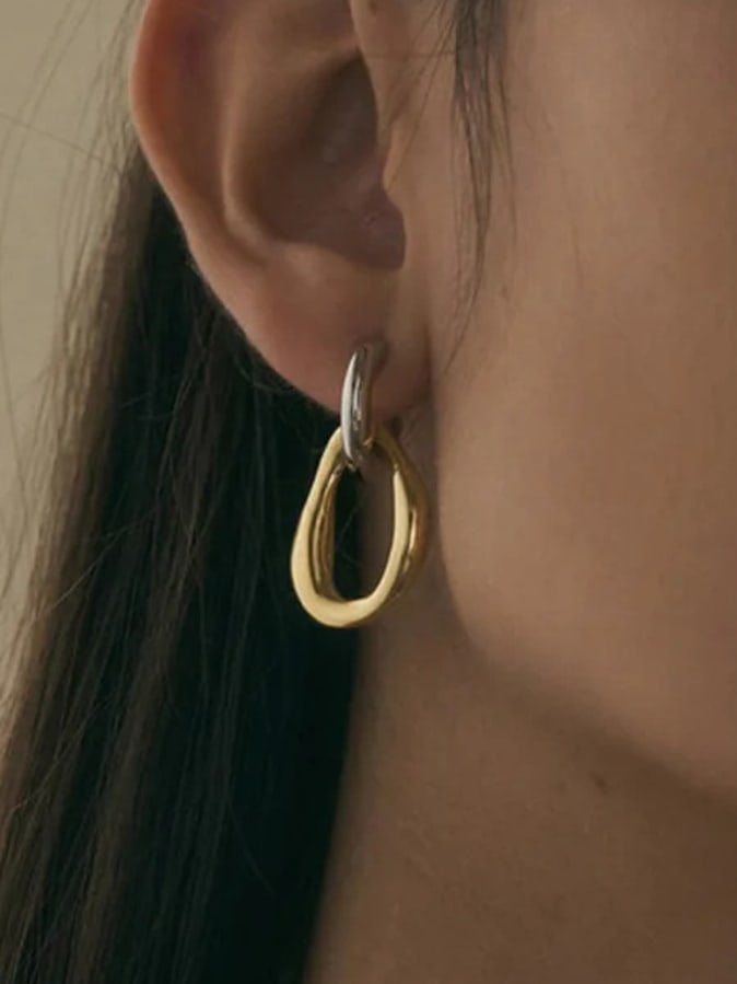 Geometric Hip Hop Drop Earrings Two-Tone | TARA MINI - TARA MINI