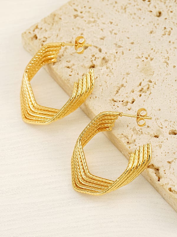 Gold Geometric Hip Hop Stud Earrings | TARA MINI - TARA MINI