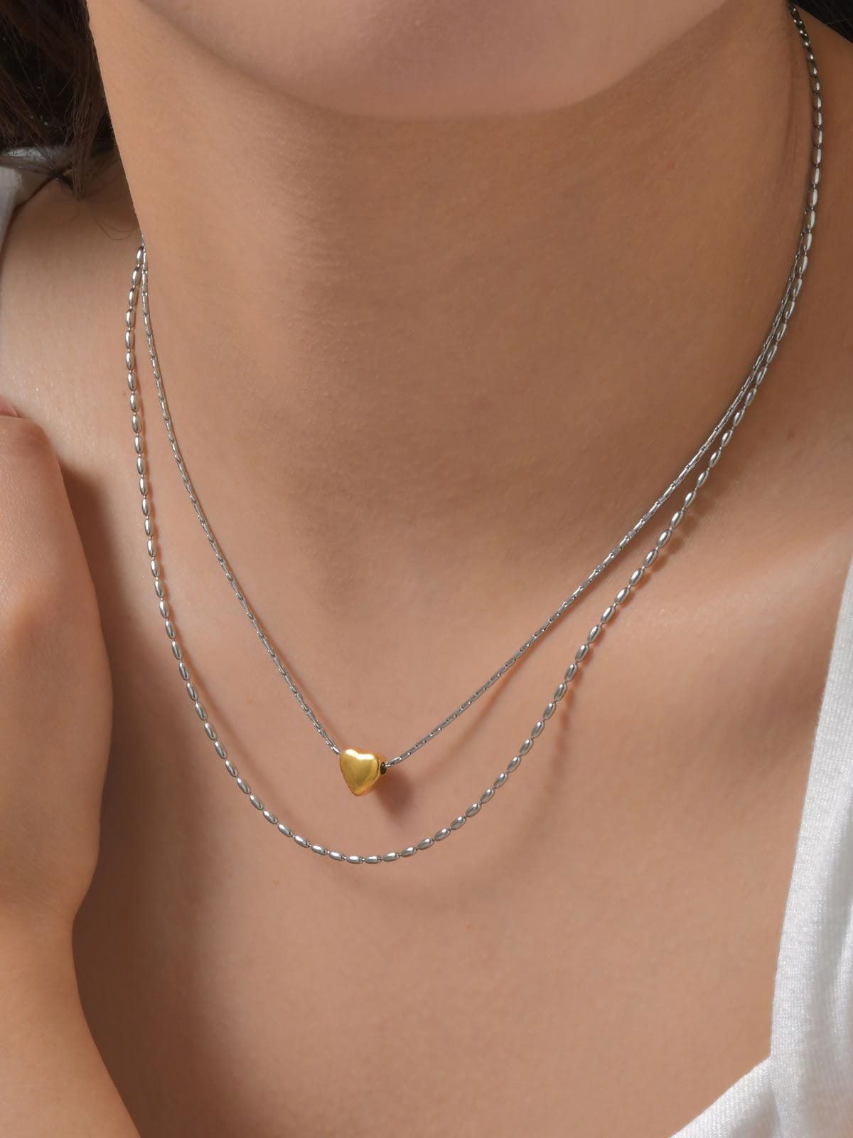Layered Heart Pendant Necklace
