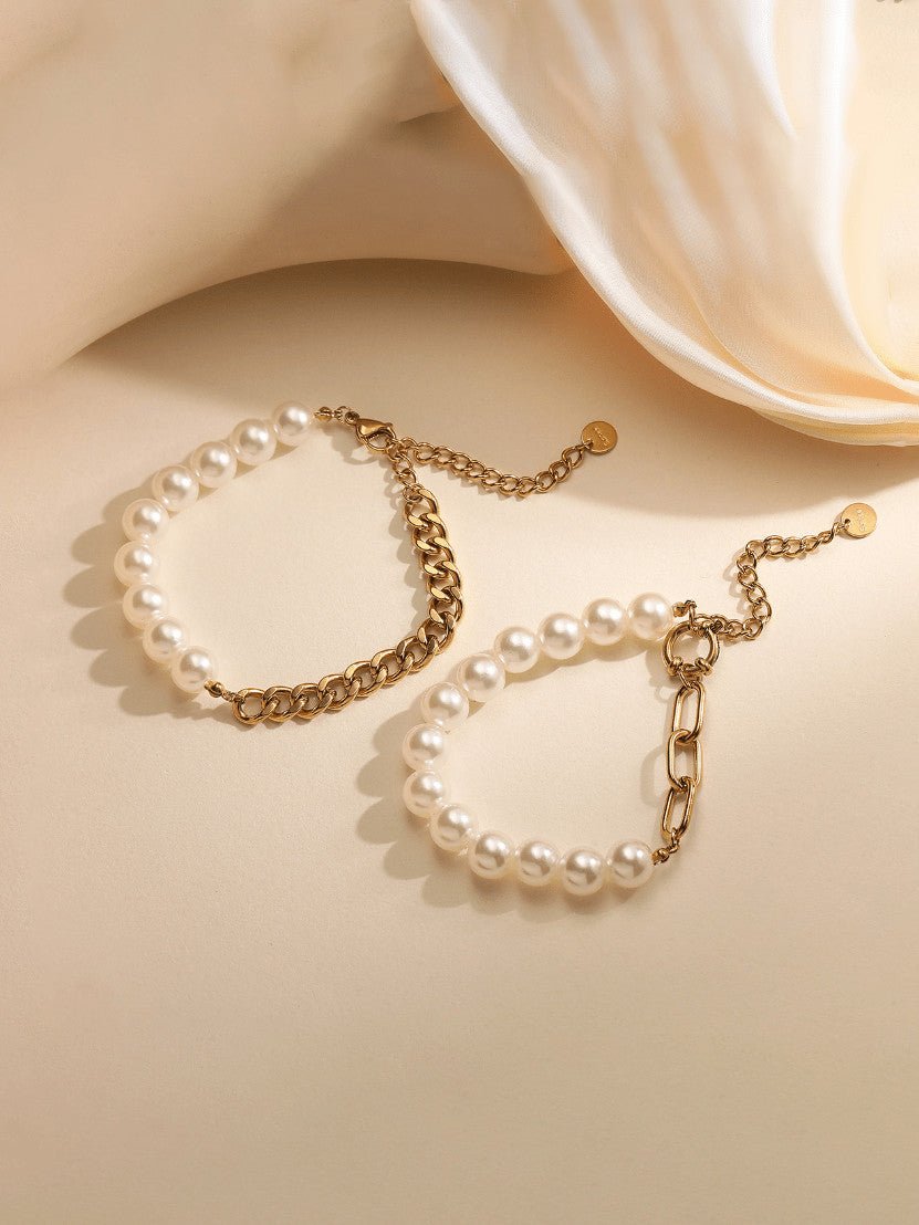 Pearl Geometric Minimalist Beaded Bracelet | TARA MINI - TARA MINI