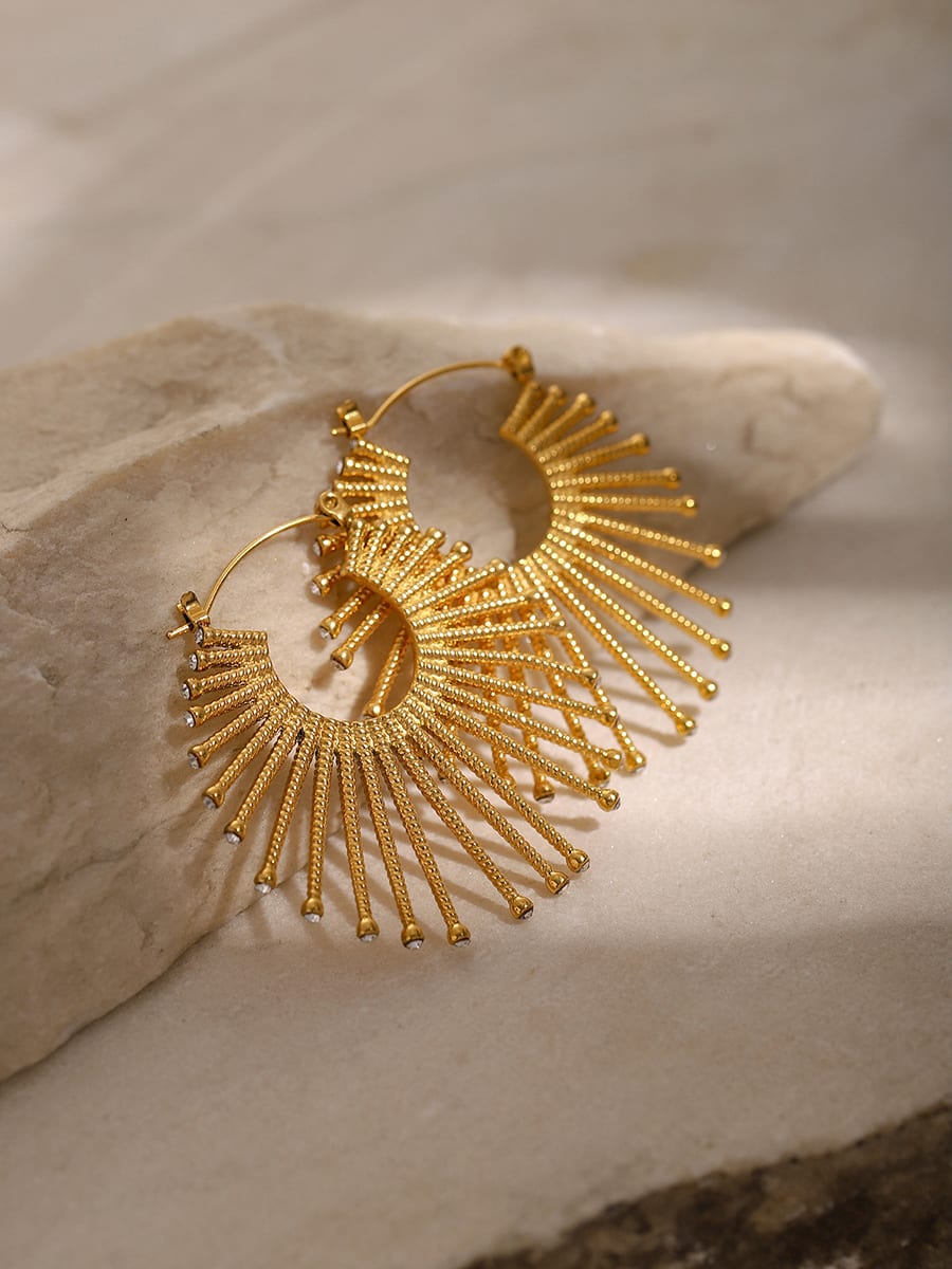 Irregular Sector Hip Hop Drop Earrings Gold | TARA MINI - TARA MINI