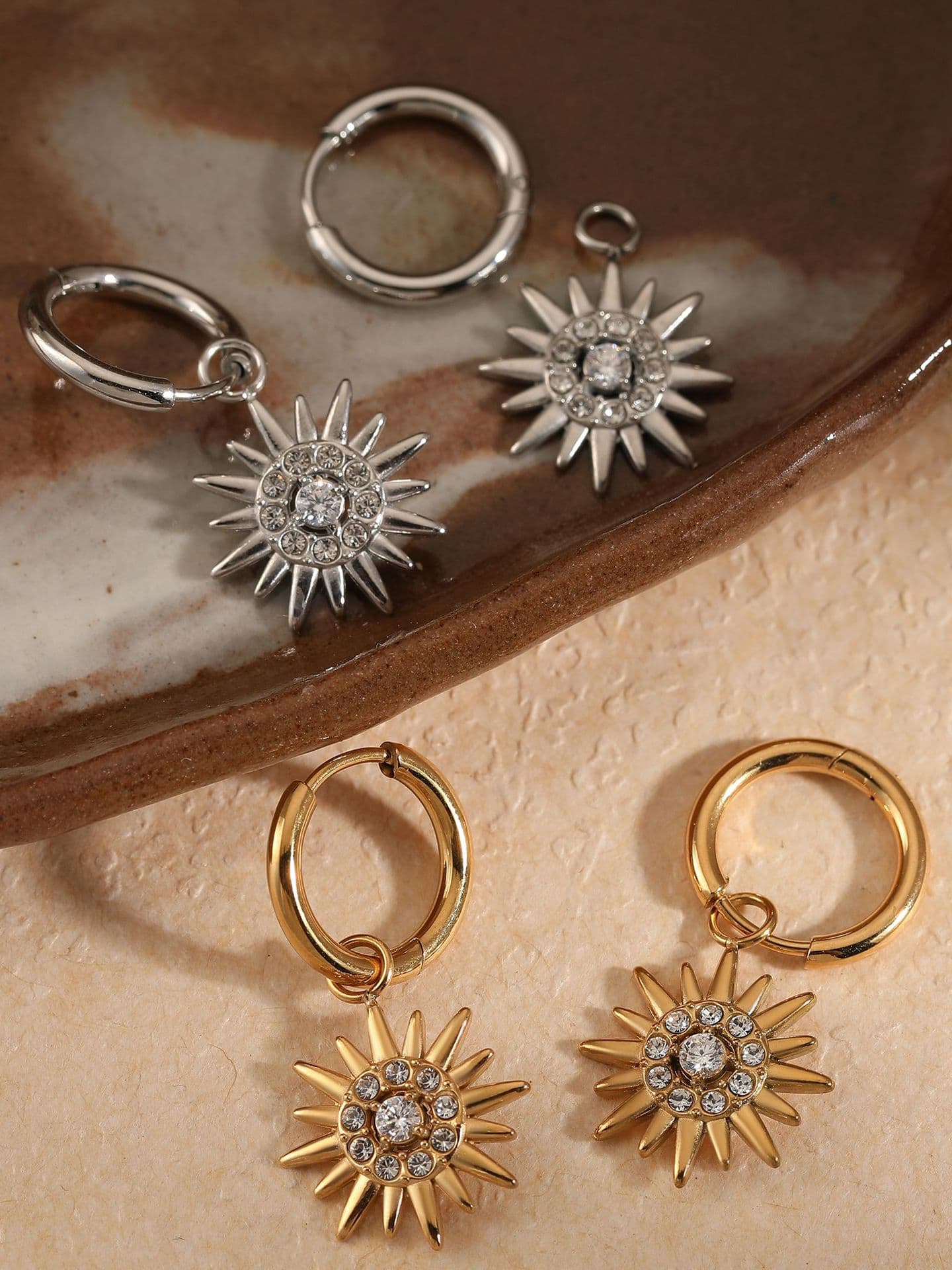 Flower Rhinestone Huggie Earrings | TARA MINI - TARA MINI