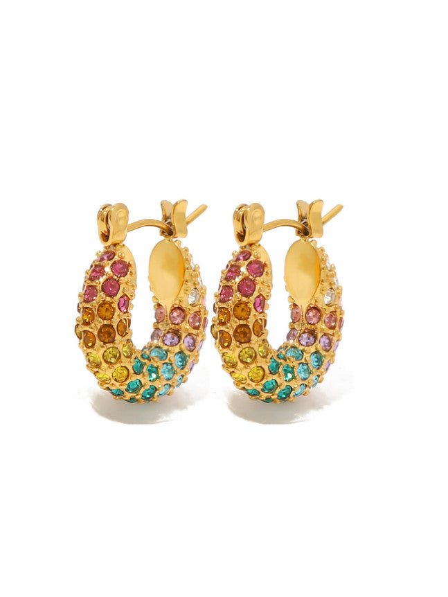 Rhinestone Ethnic Cluster Earrings Gold Plated | TARA MINI - TARA MINI
