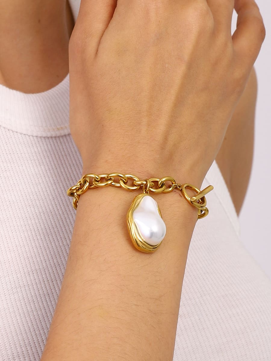 Freshwater Pearl Geometric Hip Hop Link Bracelet | TARA MINI - TARA MINI