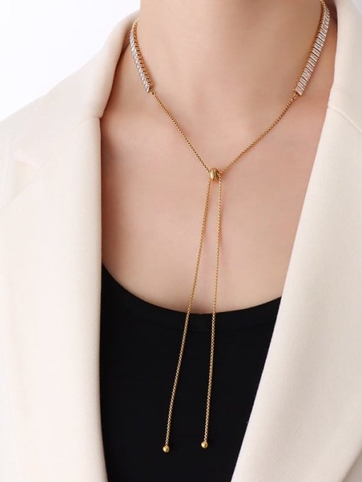 Cubic Zirconia Vintage Tassel Necklace Gold | TARA MINI - TARA MINI