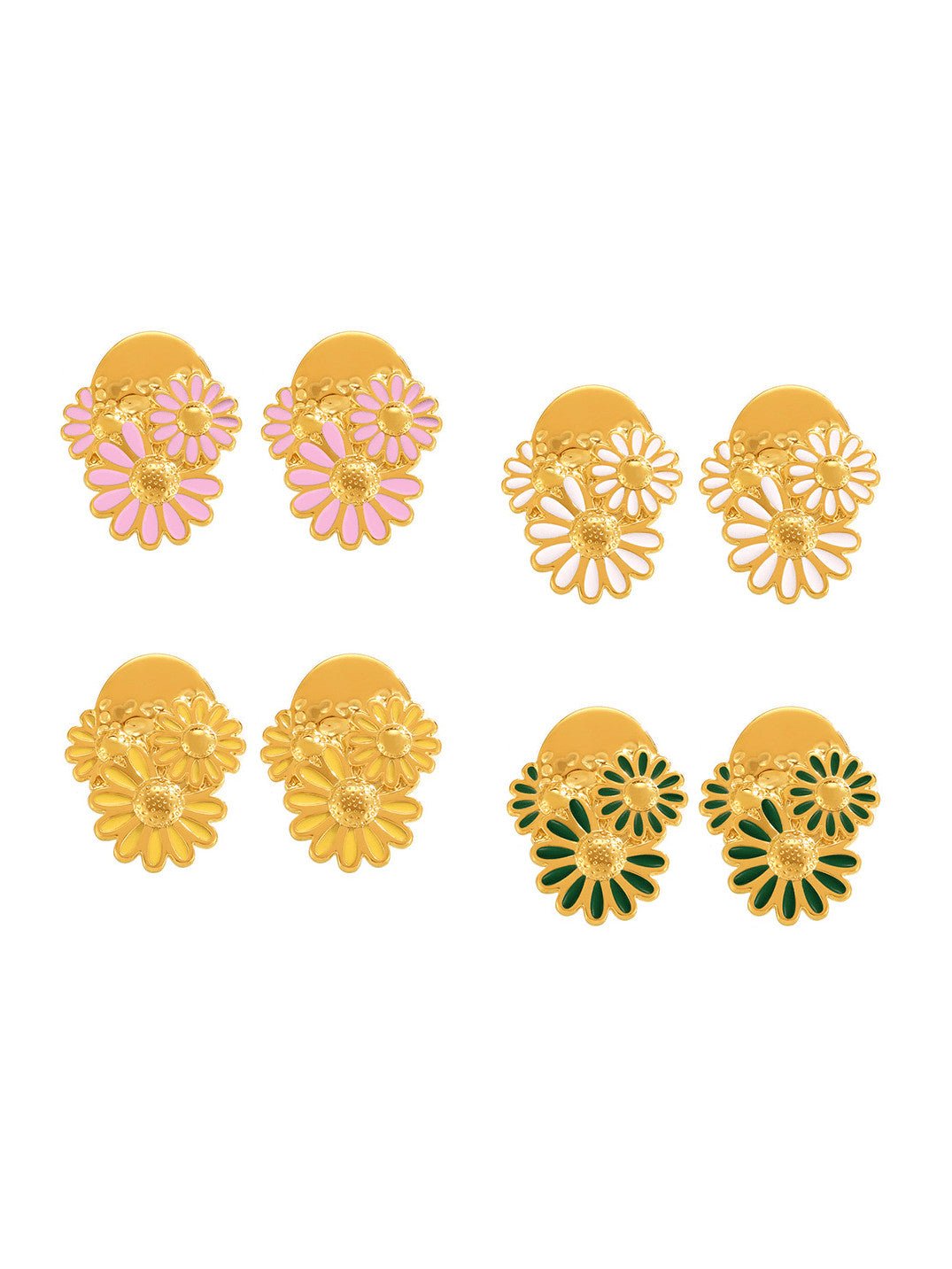 Enamel Flower Minimalist Stud Earrings | TARA MINI - TARA MINI