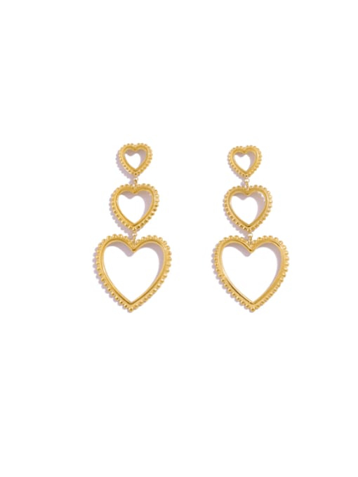 Triple Heart Minimalist Drop Earrings Gold | TARA MINI - TARA MINI