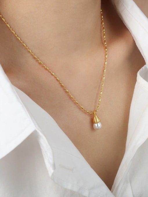 Imitation Pearl Water Drop Hip Hop Necklace | TARA MINI - TARA MINI