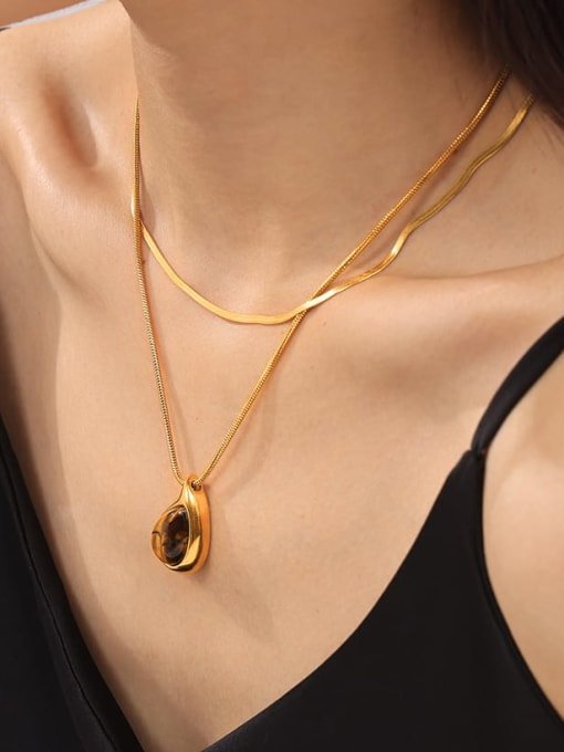 Tiger Eye Water Drop Hip Hop Necklace | TARA MINI - TARA MINI