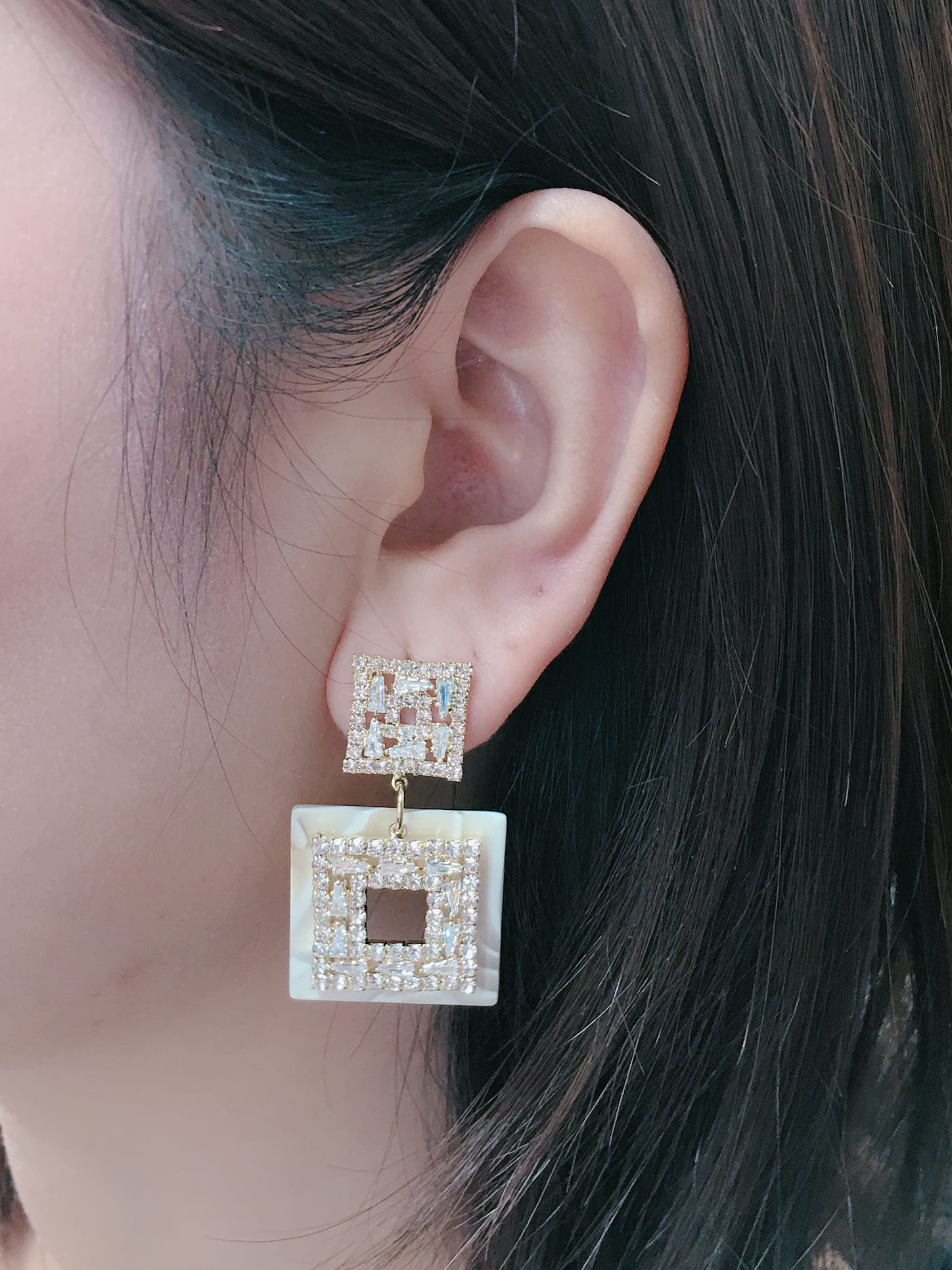 CZ Acrylic Irregular Drop Earrings | TARA MINI - TARA MINI