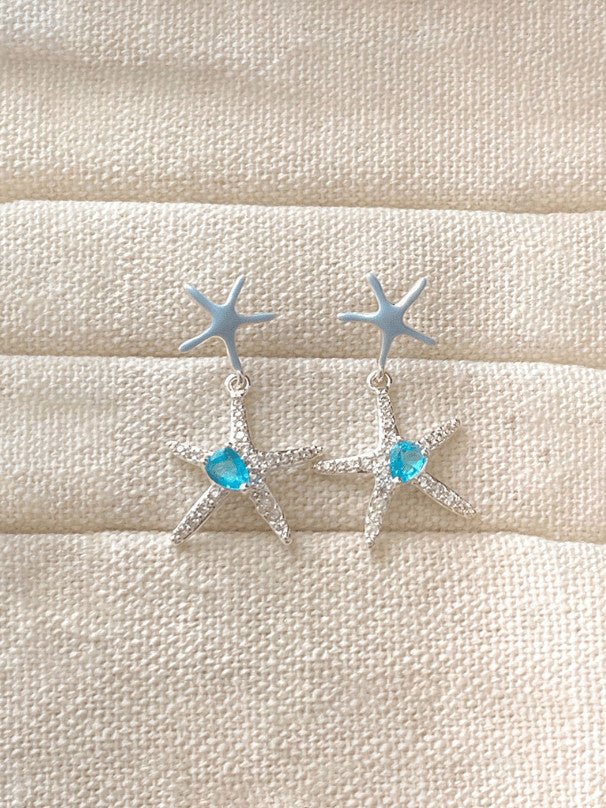 Starfish Blue Zircon Drop Earrings | TARA MINI - TARA MINI