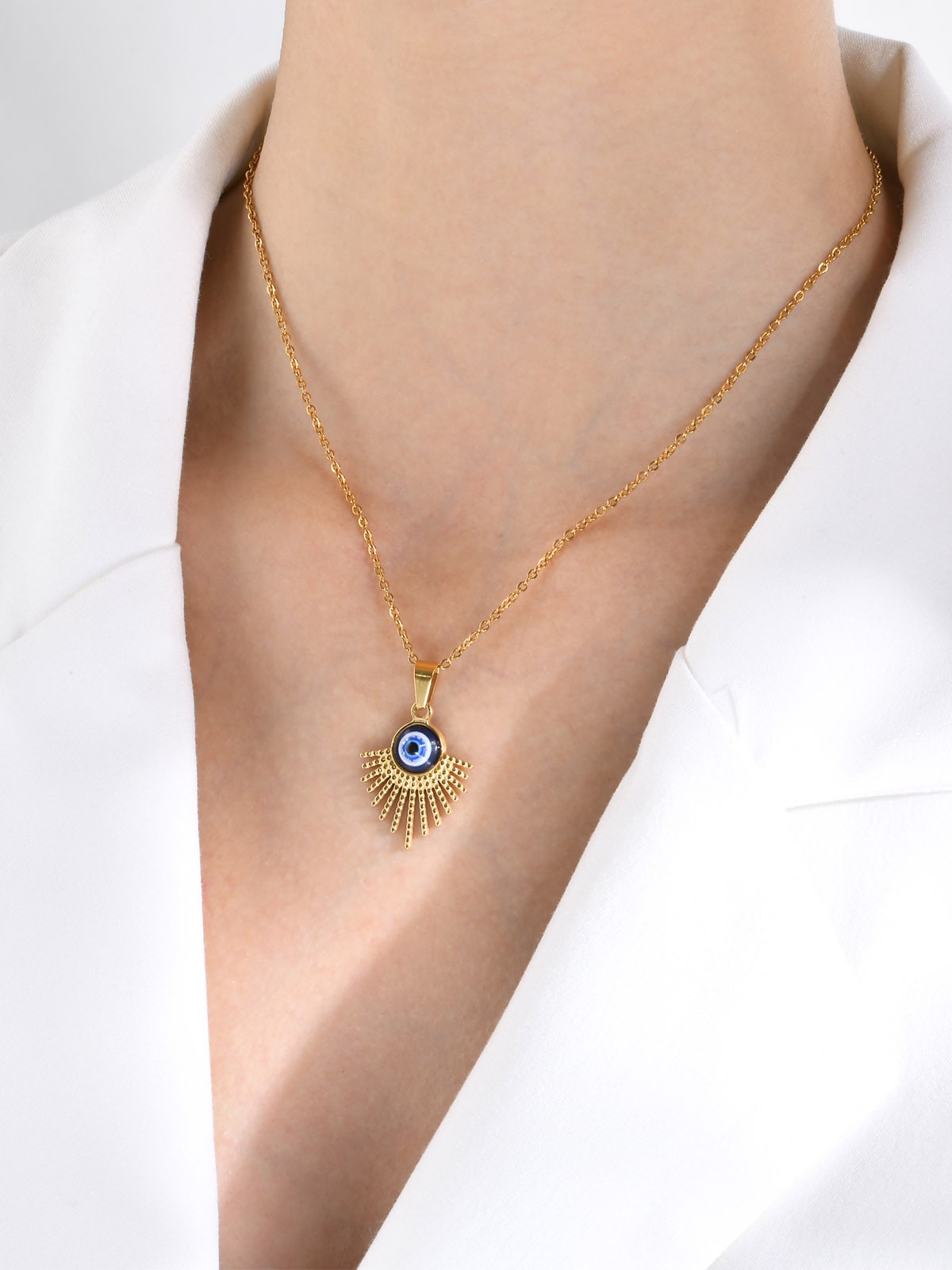 Evil Eye Sunburst Pendant Necklace
