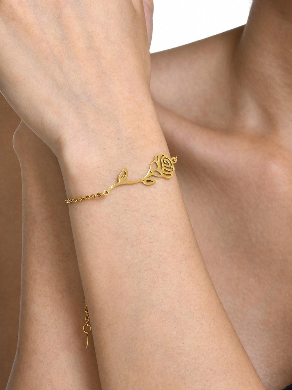 Gold Rose Link Bracelet