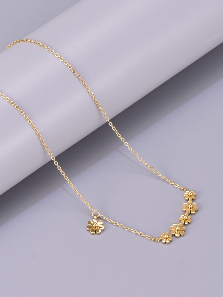 Enamel Flower Pendant Necklace