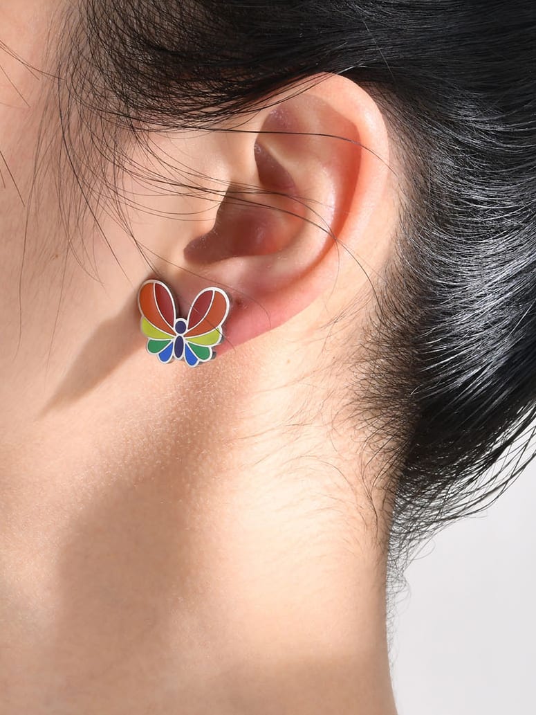 Multicolor Butterfly Stud Earrings