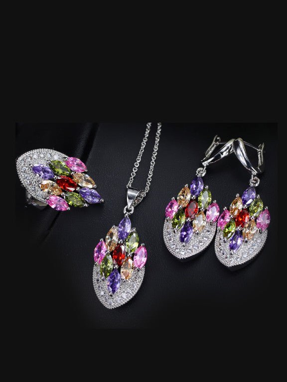 Luxury Wedding Jewelry Set Multicolor Gems | TARA MINI ( 3 Set ) - TARA MINI