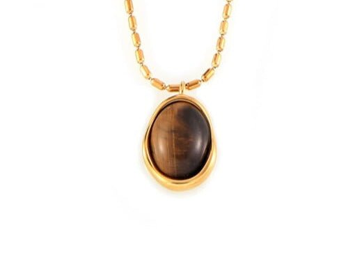 Tiger Eye Geometric Hip Hop Necklace | TARA MINI - TARA MINI