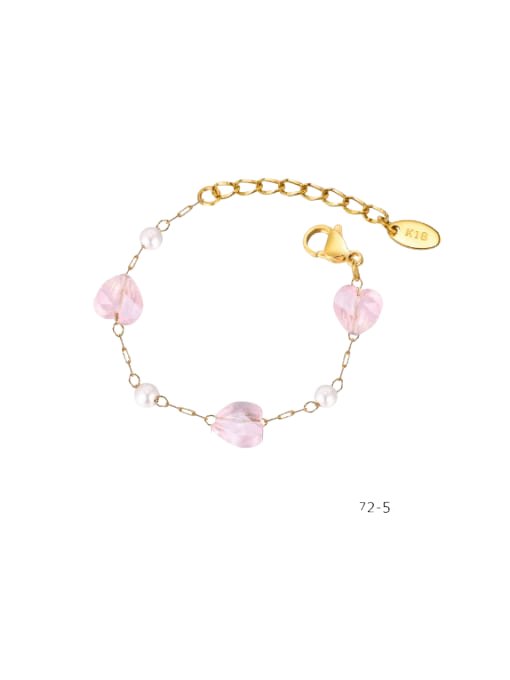 Pink Heart & Butterfly Natural Stone Bracelet