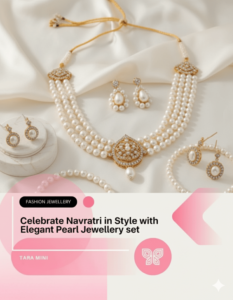 Celebrate Navratri in Style with Elegant Pearl Jewellery Set