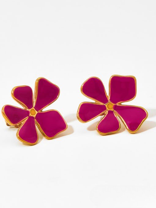 Enamel Flower Dainty Stud Earrings Gold | TARA MINI - TARA MINI