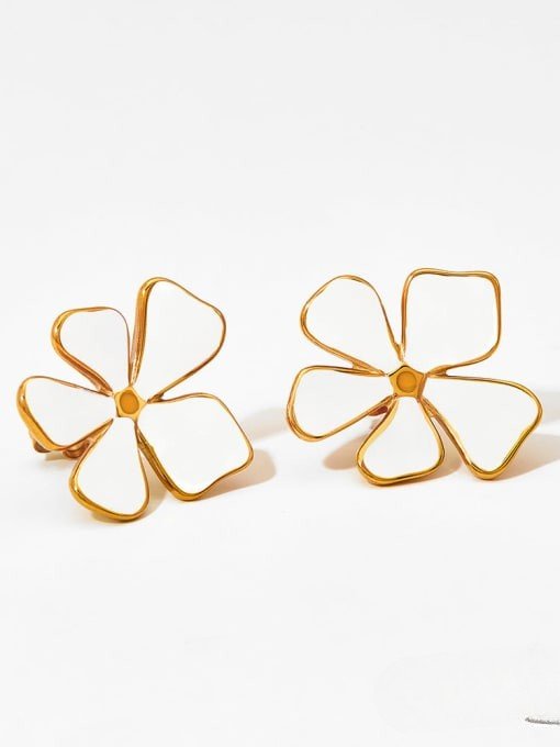 Enamel Flower Dainty Stud Earrings Gold | TARA MINI - TARA MINI