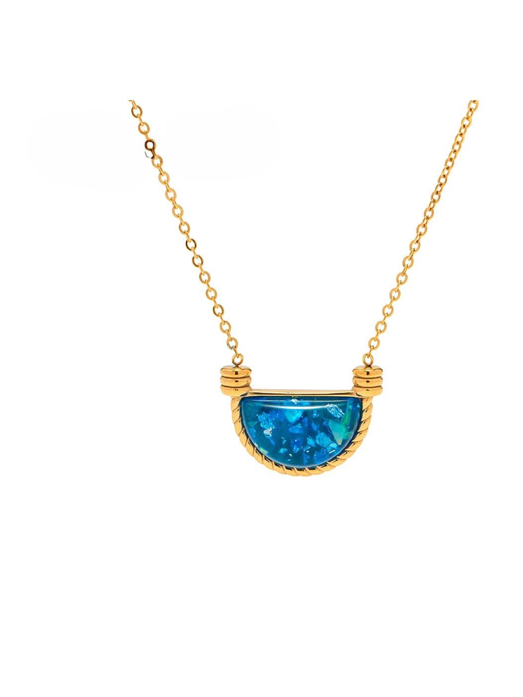 Blue Resin Geometric Necklace Gold Plated | TARA MINI - TARA MINI