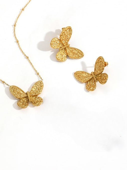 Gold Butterfly Necklace & Earrings Set | TARA MINI ( 2 Set ) - TARA MINI