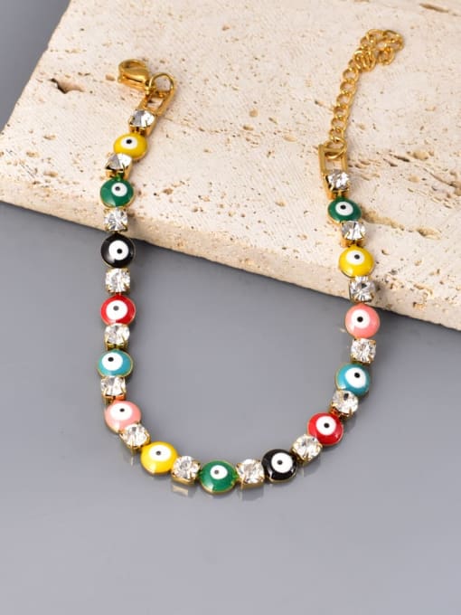 Gold Enamel Evil Eye Minimalist Bracelet