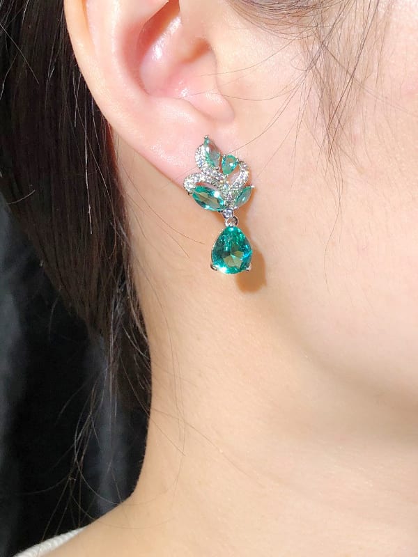 Cubic Zirconia Dainty Water Drop Earring & Necklace ( 2 Set )