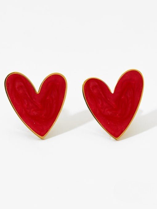 Dainty Heart Ceramic Earrings Gold | TARA MINI - TARA MINI