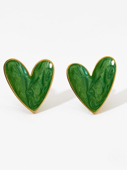 Dainty Heart Ceramic Earrings Gold | TARA MINI - TARA MINI