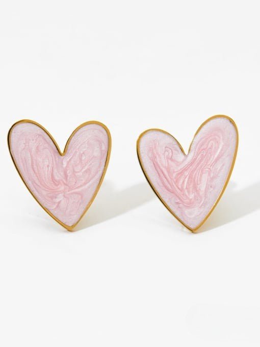 Dainty Heart Ceramic Earrings Gold | TARA MINI - TARA MINI